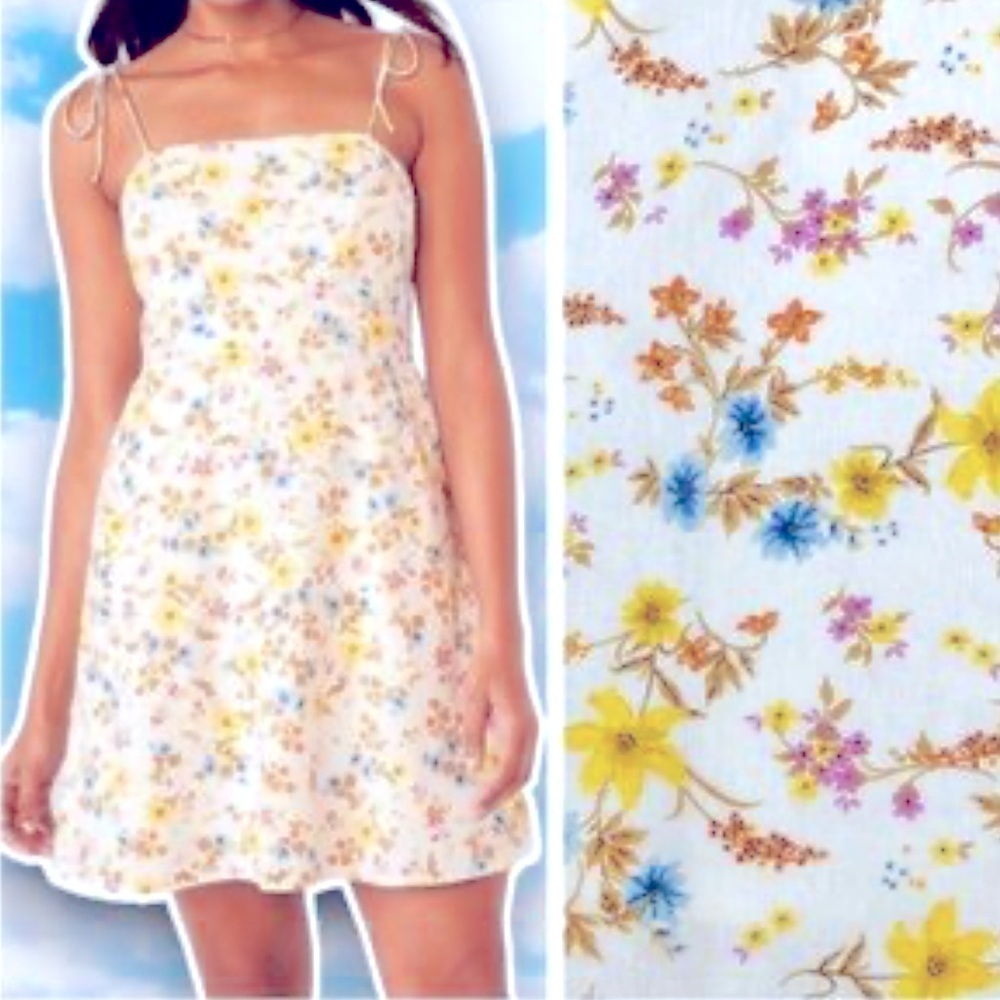 Old Navy Yellow Floral Cami Linen Pockets Dress Cottagecore Size S